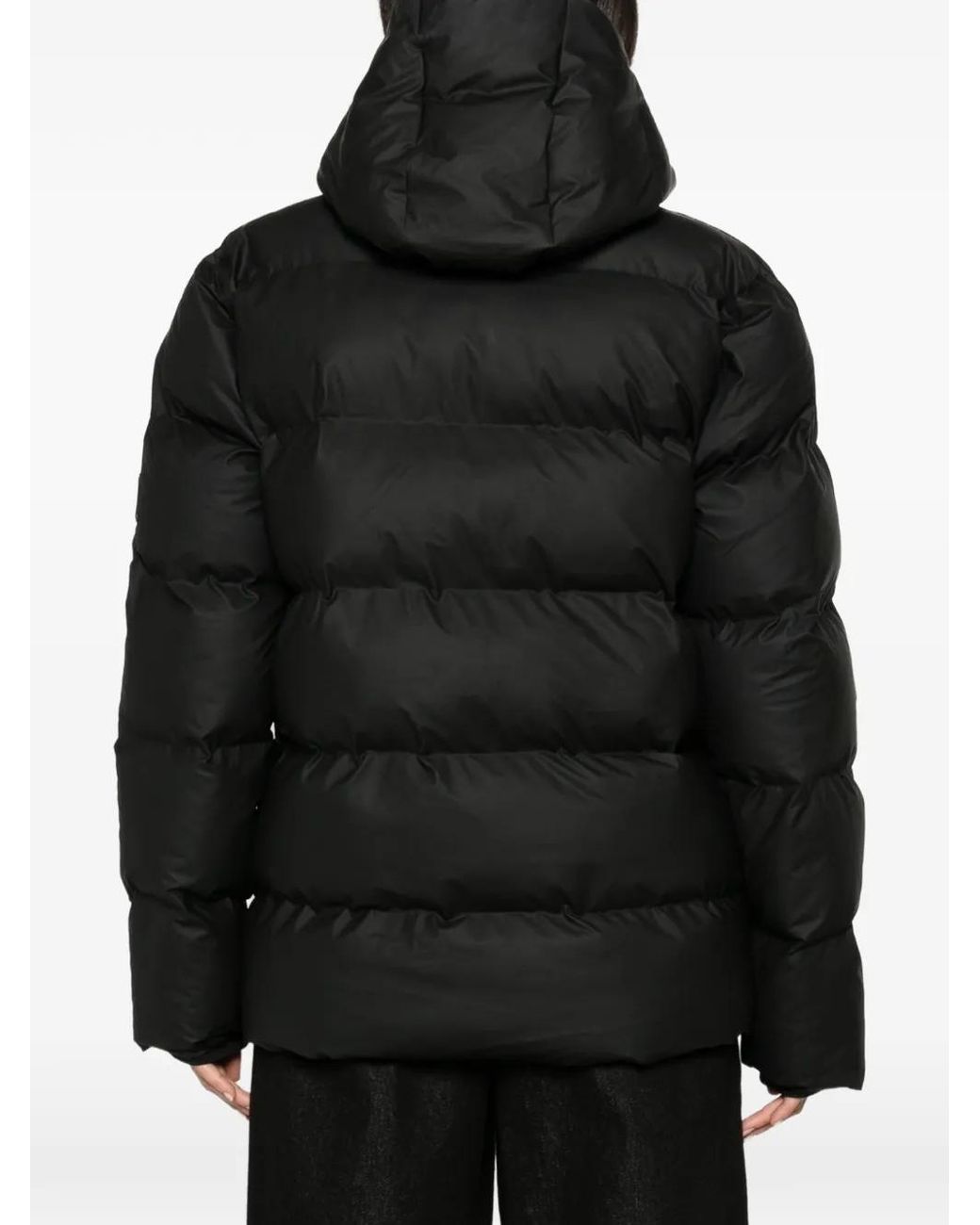 Rains Black Alta Hooded Quilted Jacket