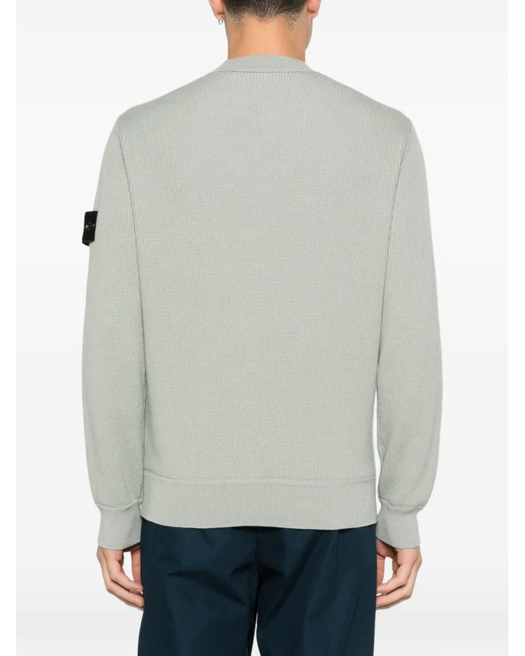Stone Island Gray Ribbed Soft Organic Cotton Crewneck for men