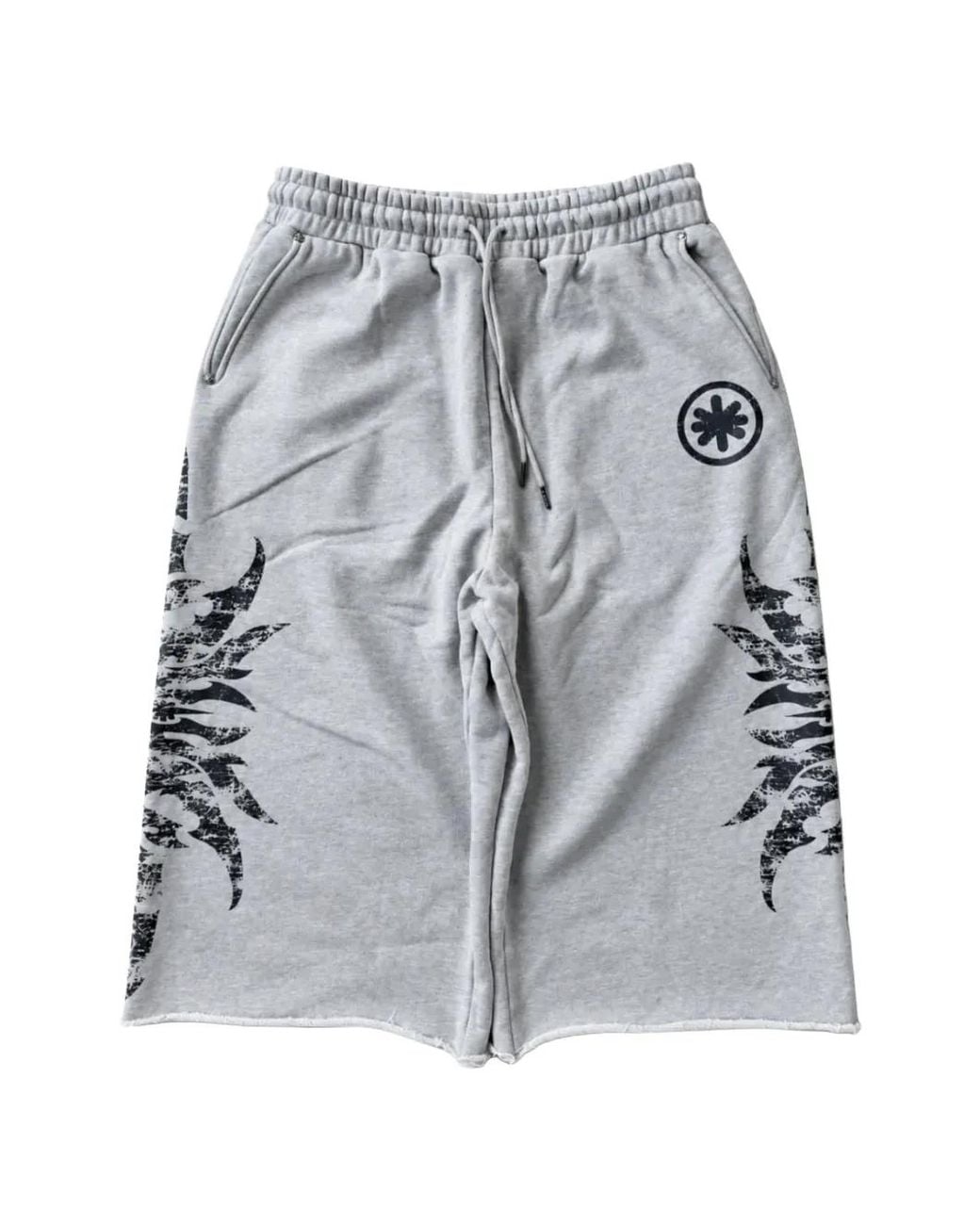LOSTSHDWS Gray Graphic-Print Sweat Shorts for men