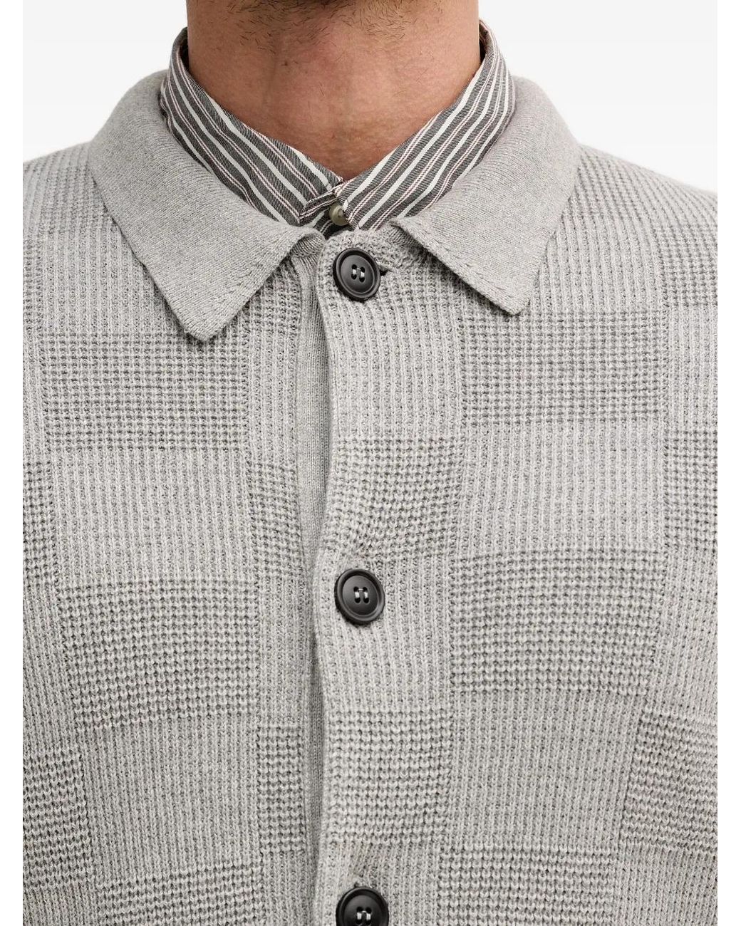 Barbour Gray Falton Check Button Cardigan for men