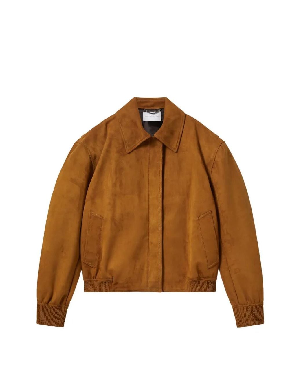 Stella McCartney Brown Collared Ribbed-Trim Jacket