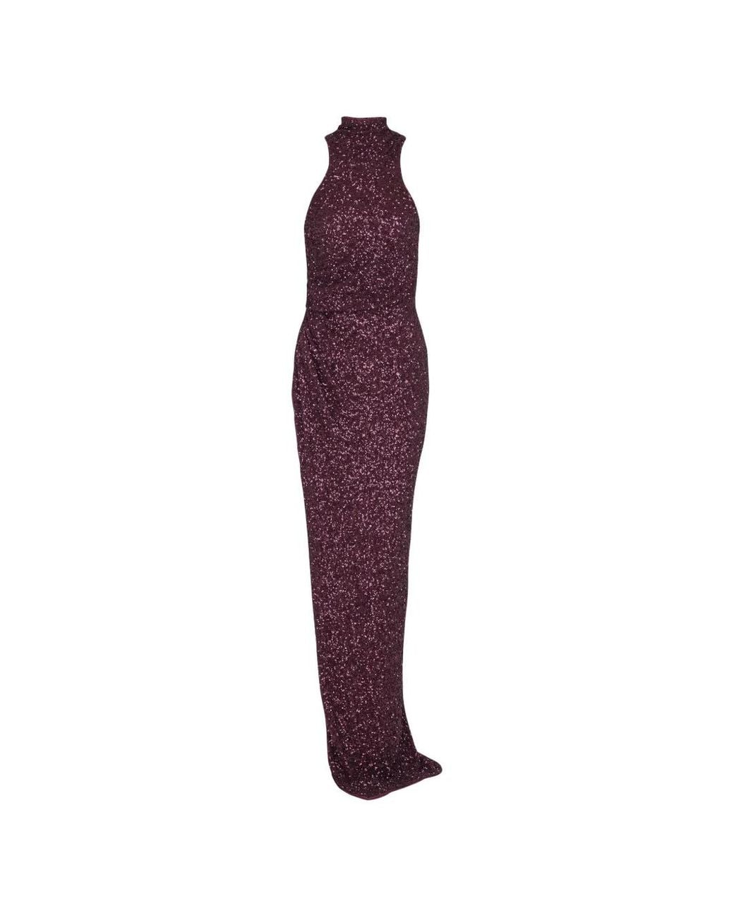 Balmain Purple High-Neck Sequin Dress