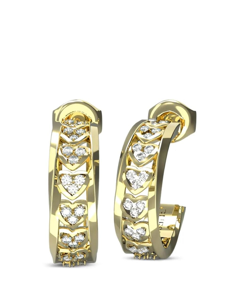 Guess White Crystal-Embellished Hoop Earrings