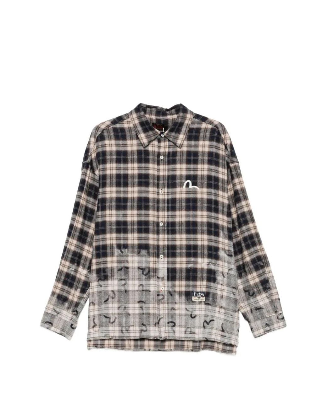 Evisu White Check-Pattern Shirt for men