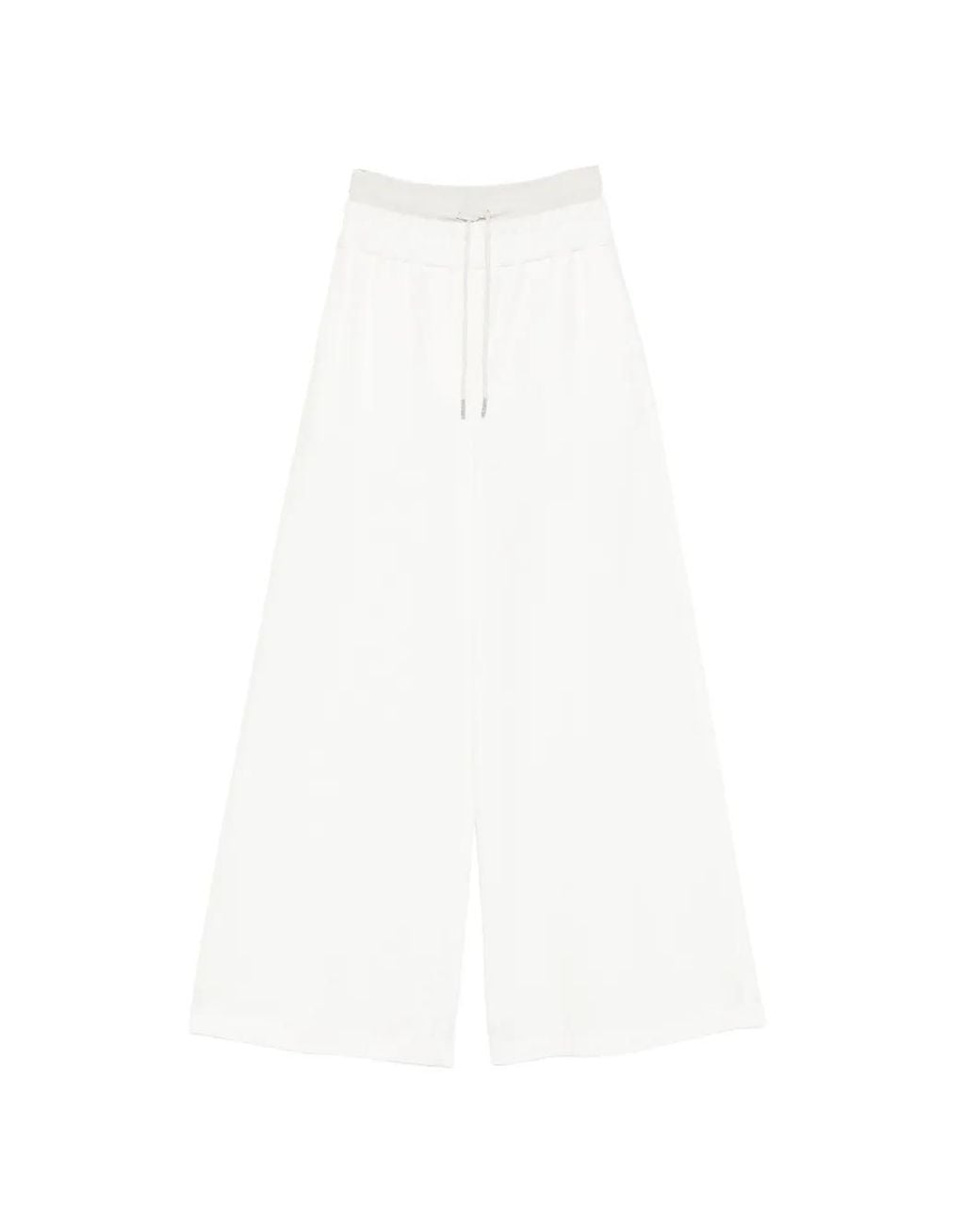 Panicale White Drawstring Wide-Leg Trousers