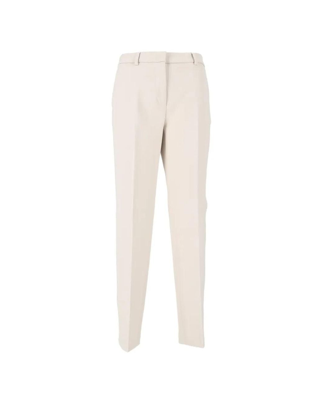Peserico White Pressed-Crease Belt-Loop Trousers