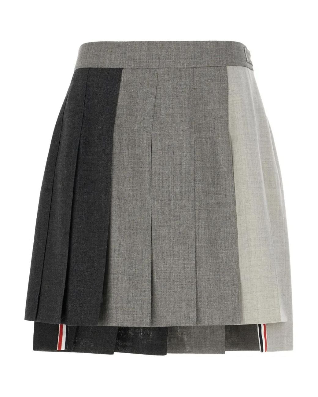 Thom Browne Gray Pleated Mini Skirt