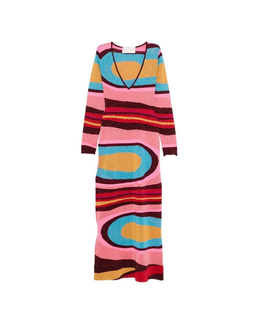 Circus Hotel Red Abstract-Pattern Maxi Dress