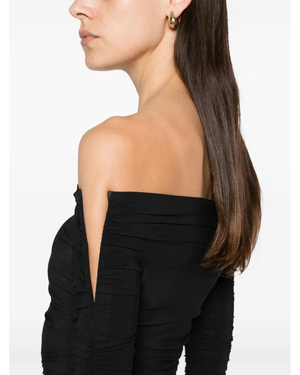 Amazuìn Black Janis Off-Shoulder Ruched Maxi Dress