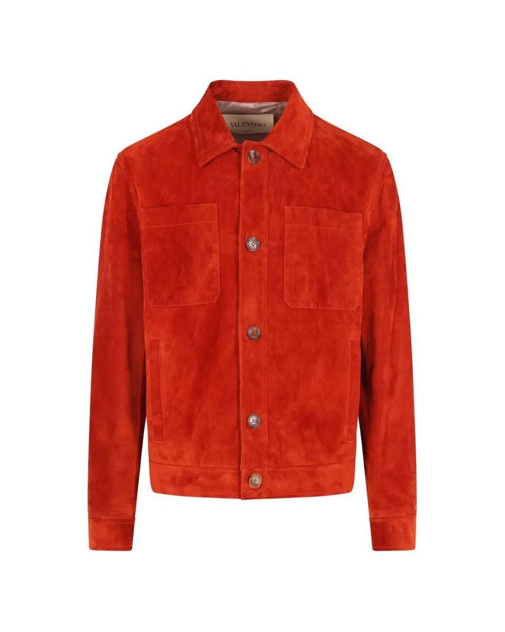 Valentino Garavani Red Button-Fastening Suede Jacket for men