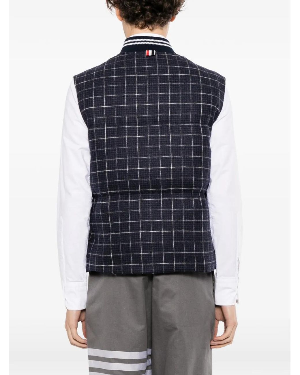Thom Browne Blue Doudoune Sans Manches Garnie De Duvet À Boutonnage À Pressions for men