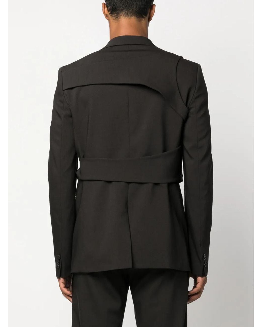 HELIOT EMIL Black Layered-Effect Single Breasted Blazer for men