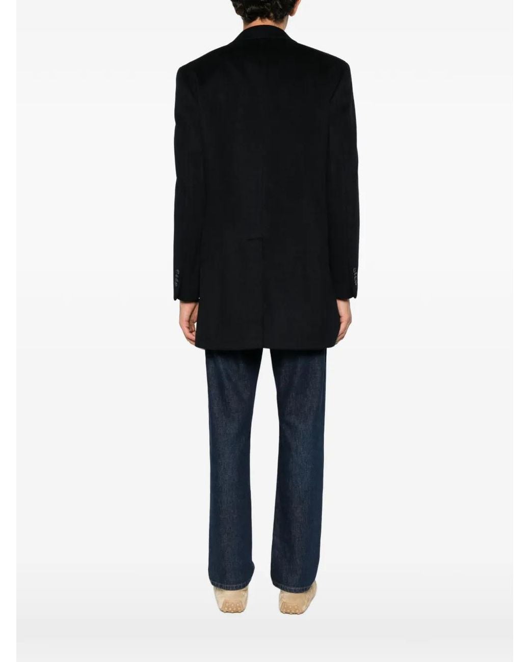 Alberto Gozzi Black Single-Breasted Notched-Lapel Coat for men