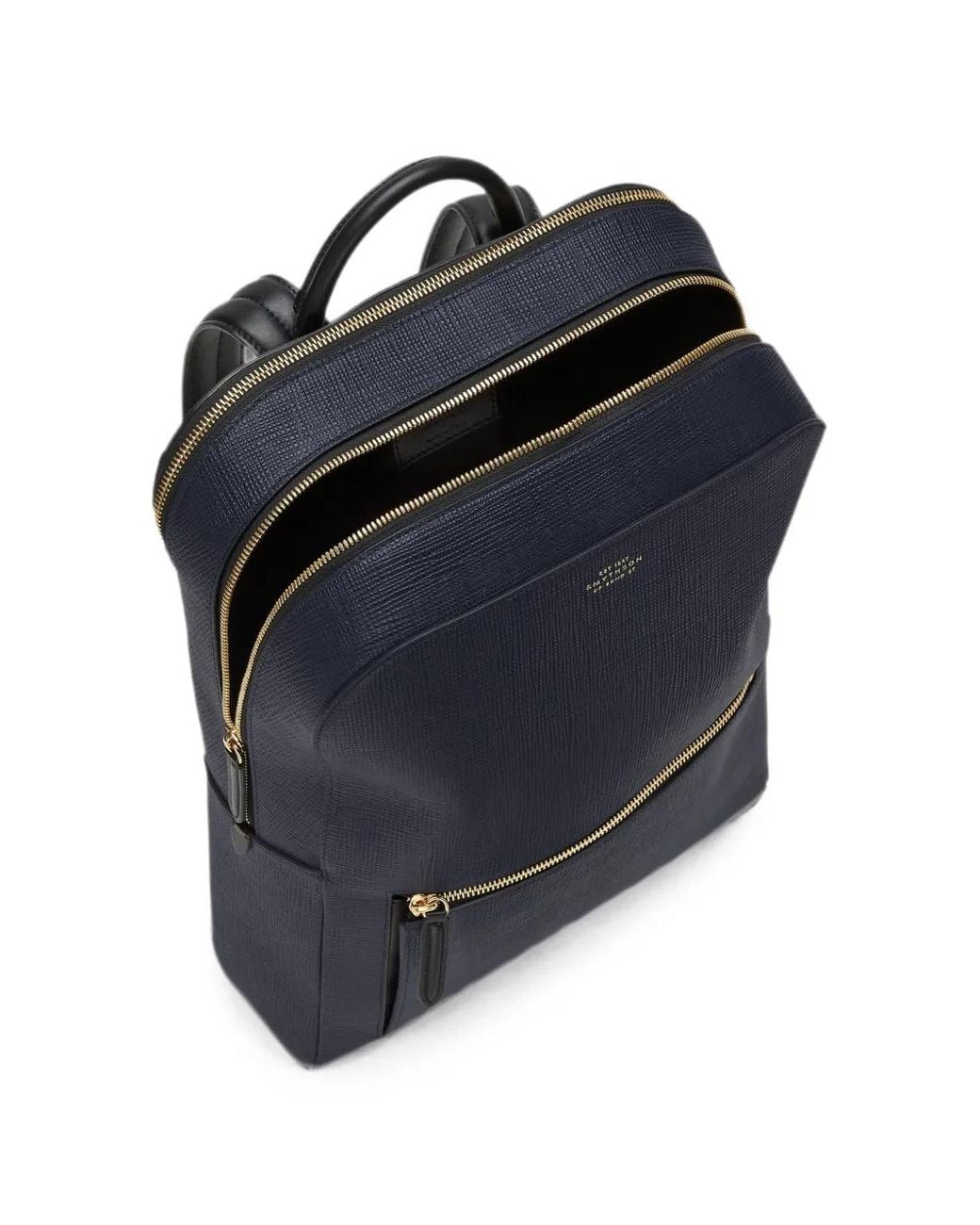 Smythson Blue Zip-Around Leather Backpack