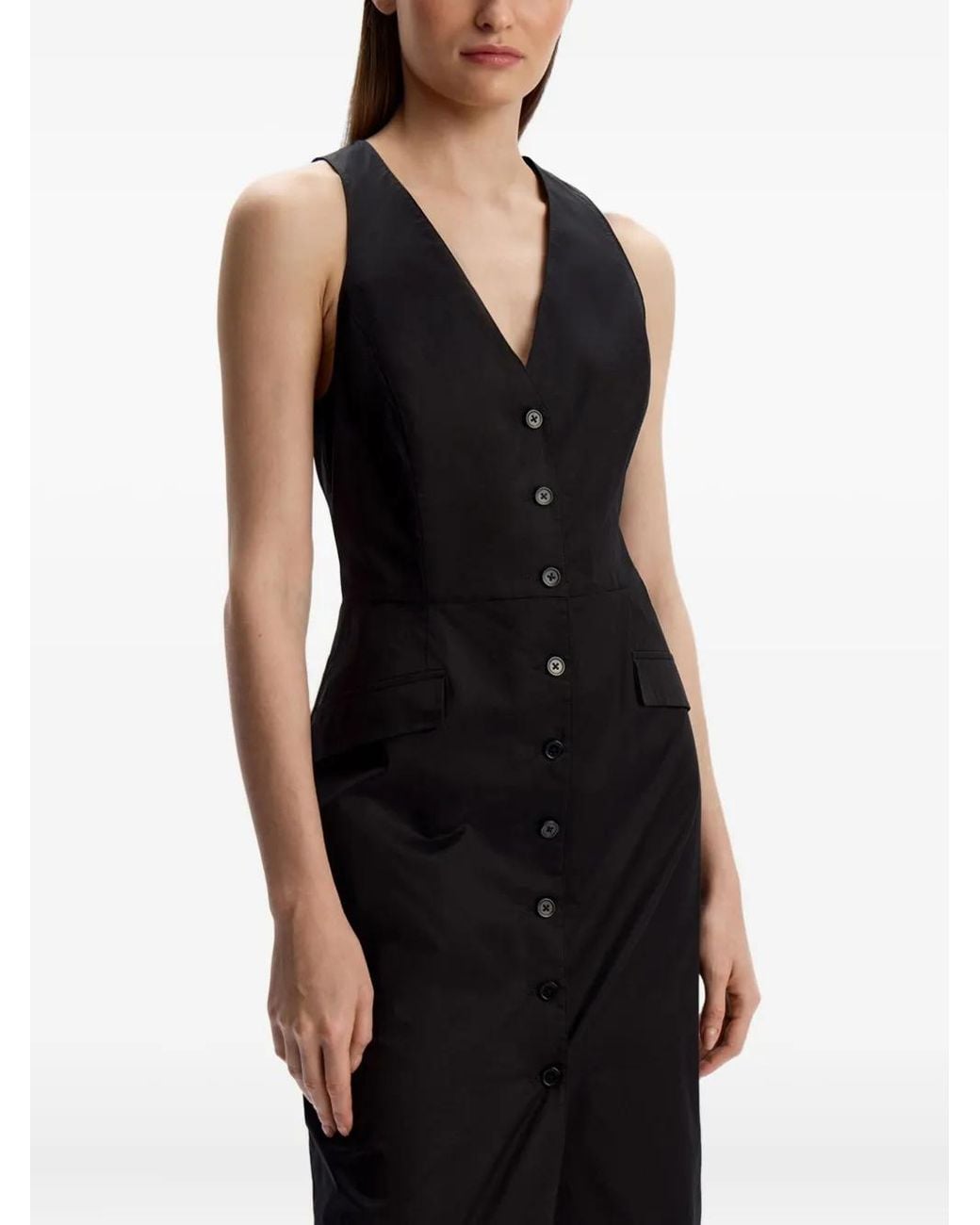 12 STOREEZ Black Button-Fastening Dress