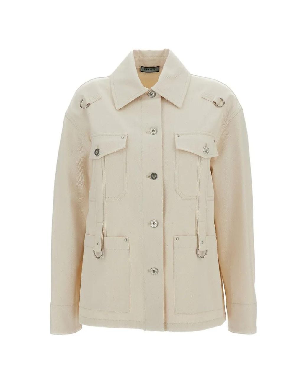 DURAZZI MILANO White Buttoned Shirt Jacket