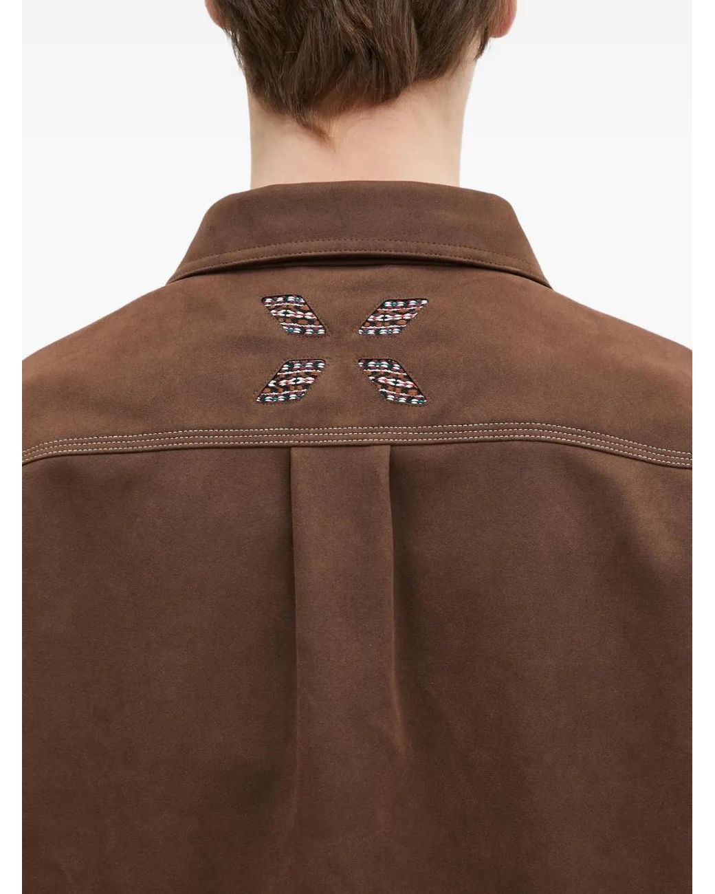 ANDERSSON BELL Brown Embroidered Yoke Shirt for men