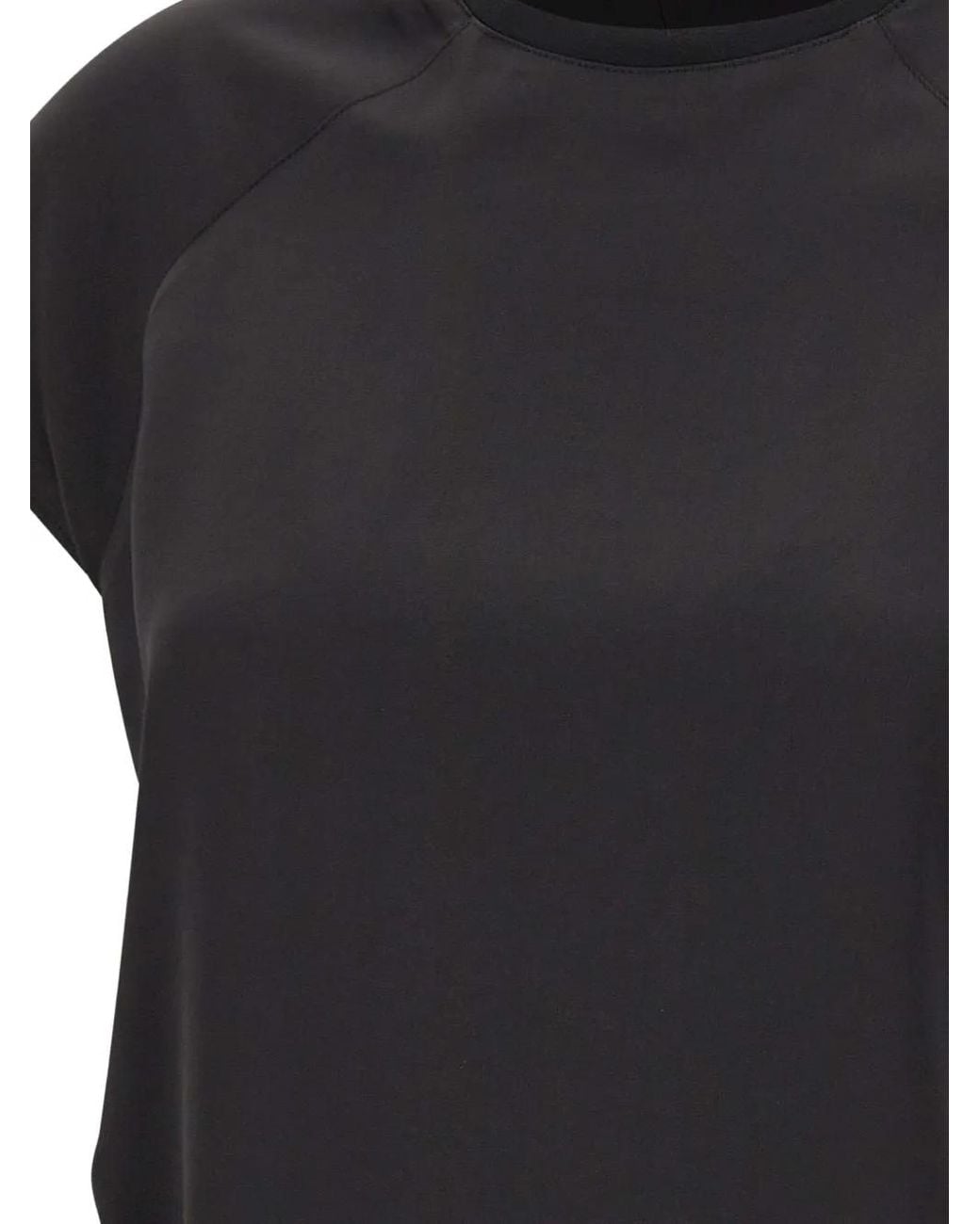 Liu Jo Black Satin Short-Sleeve Top