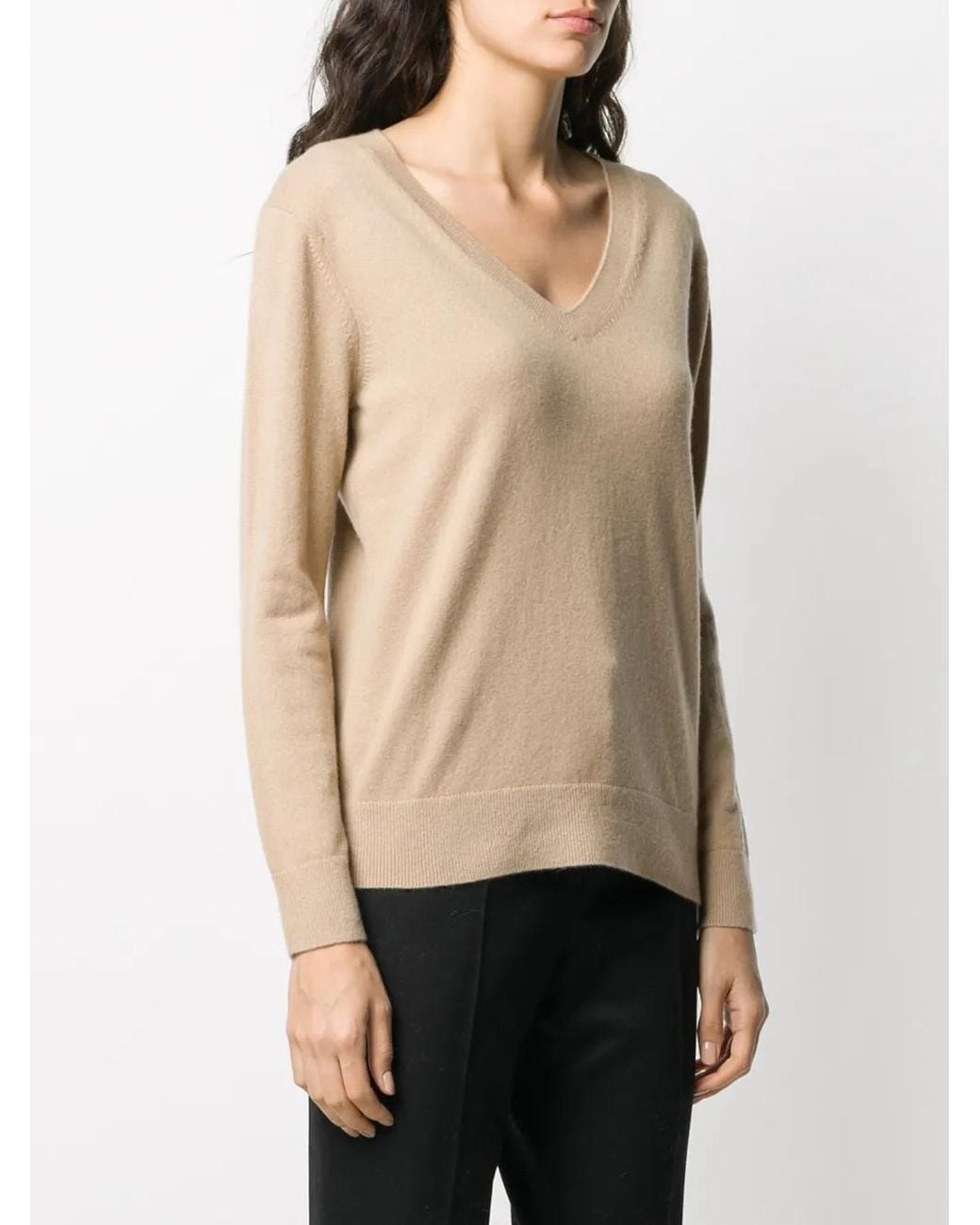 Vince Natural V-Neck Knitted Jumper