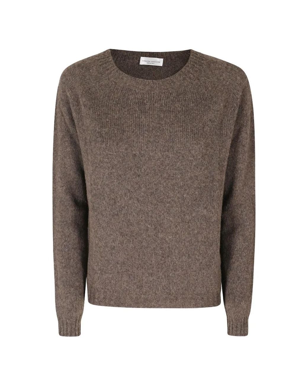 Roberto Collina Brown Merino Wool Crew-Neck Sweater