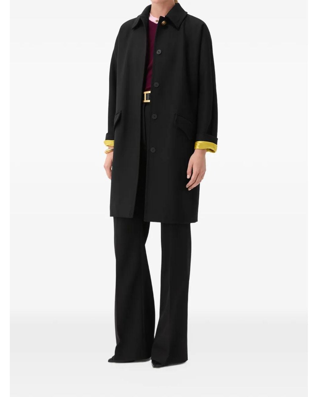 Versace Black Medusa Button-Fastening Coat
