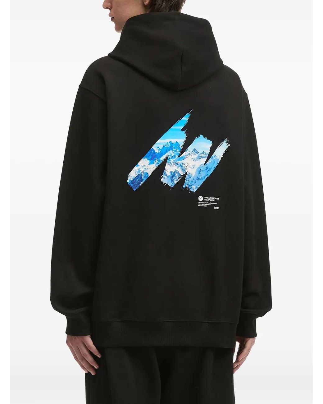 Izzue Black Embroidered-Logo Hoodie for men