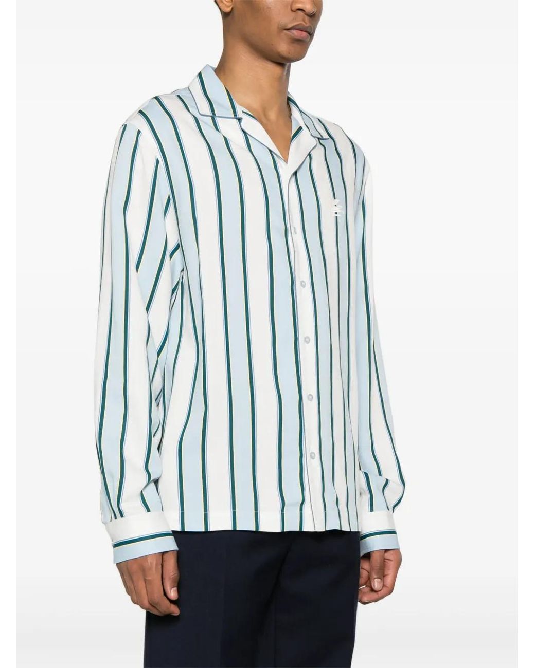 Etro Blue Camicia A Righe for men