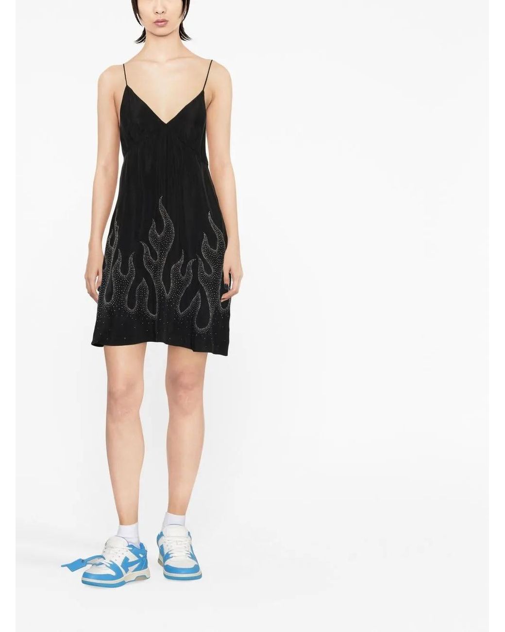 Palm Angels Black Flame-print Minidress