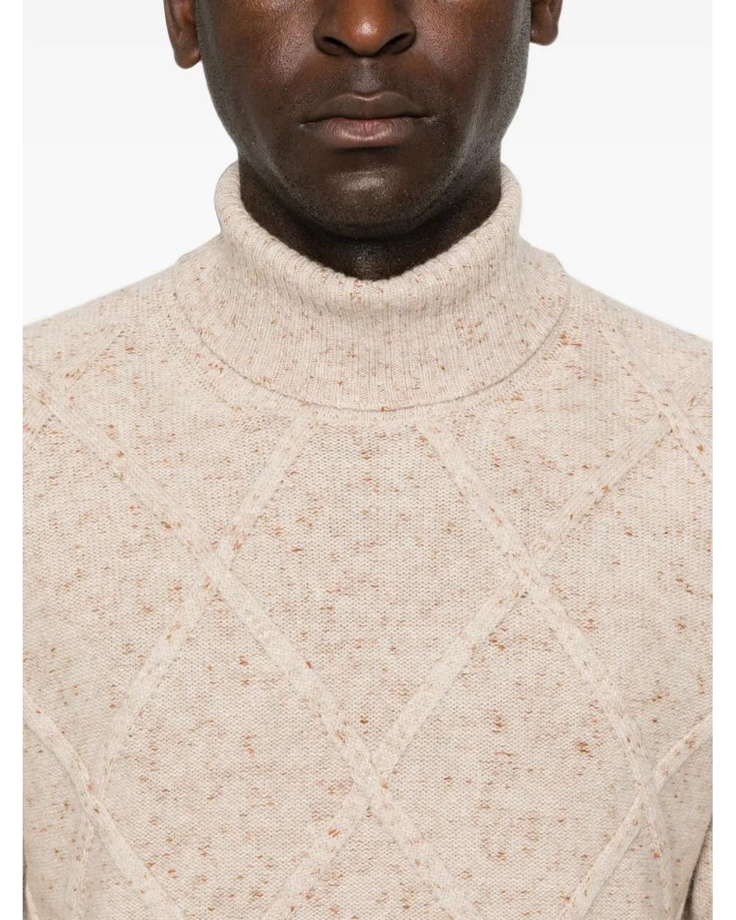Gran Sasso Natural Diamond-Knit Roll-Neck Sweater for men