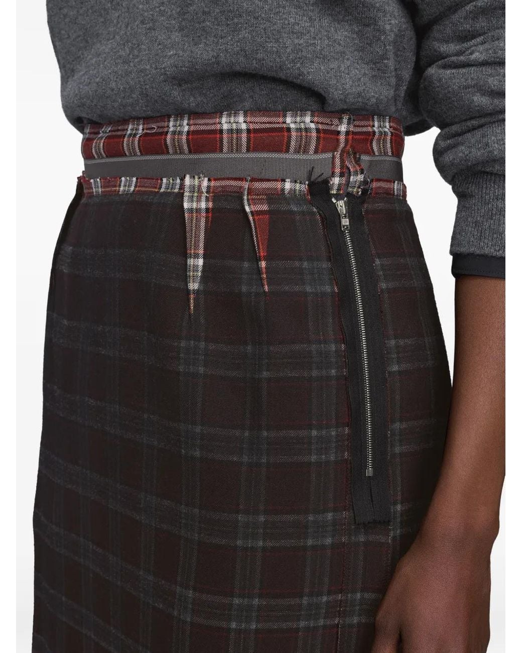 Maison Margiela Black Faded Check Wool Skirt