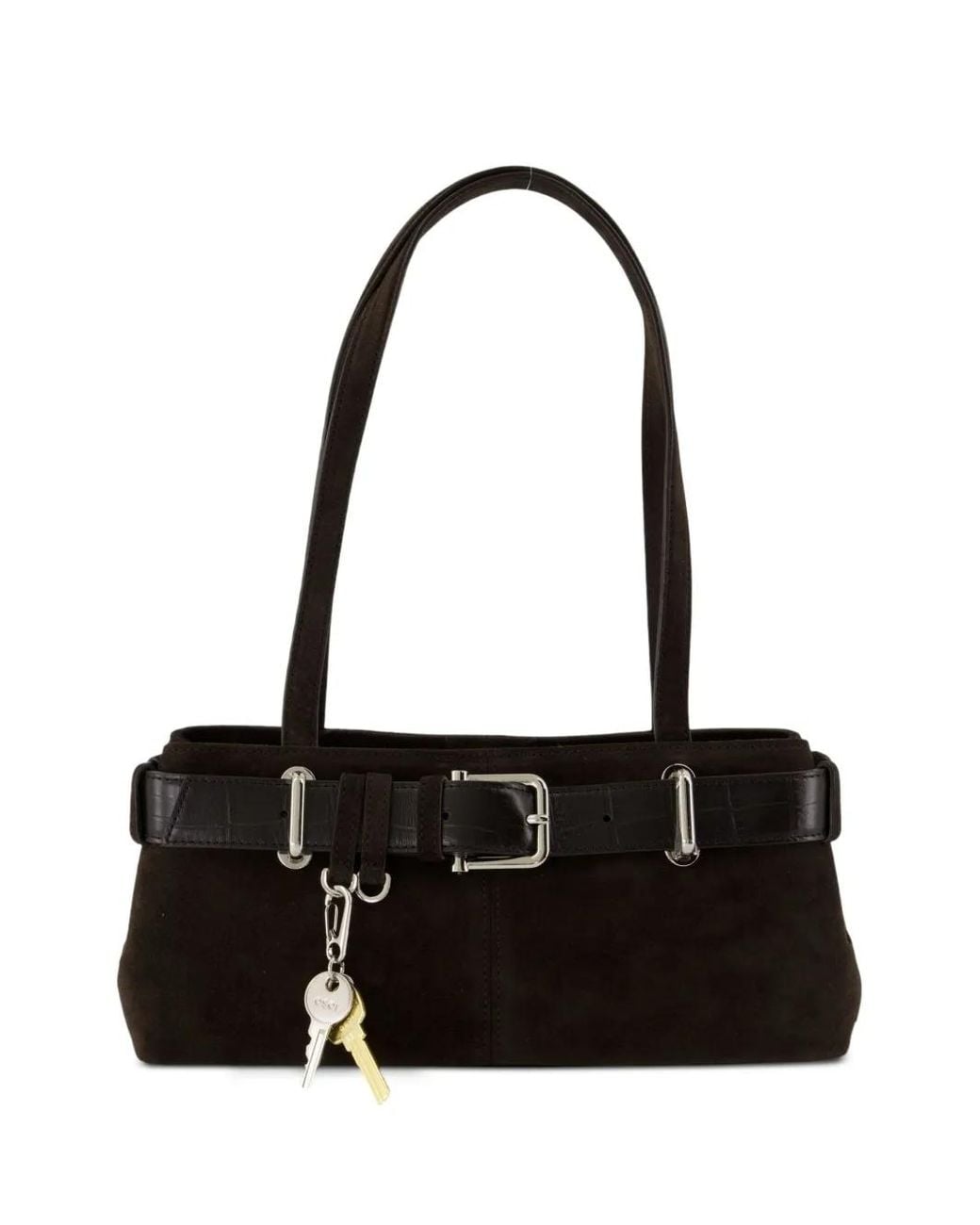 OSOI Black Brocle Buckled Suede Mini Bag