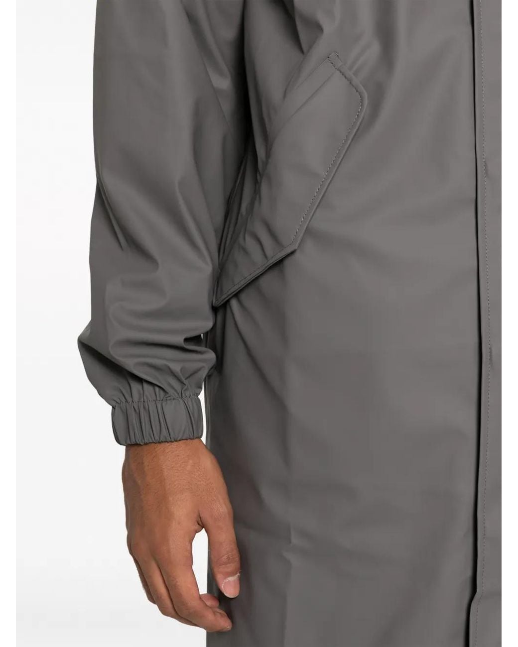 Rains Gray Fishtail Drawstring-Hood Coated Parka for men