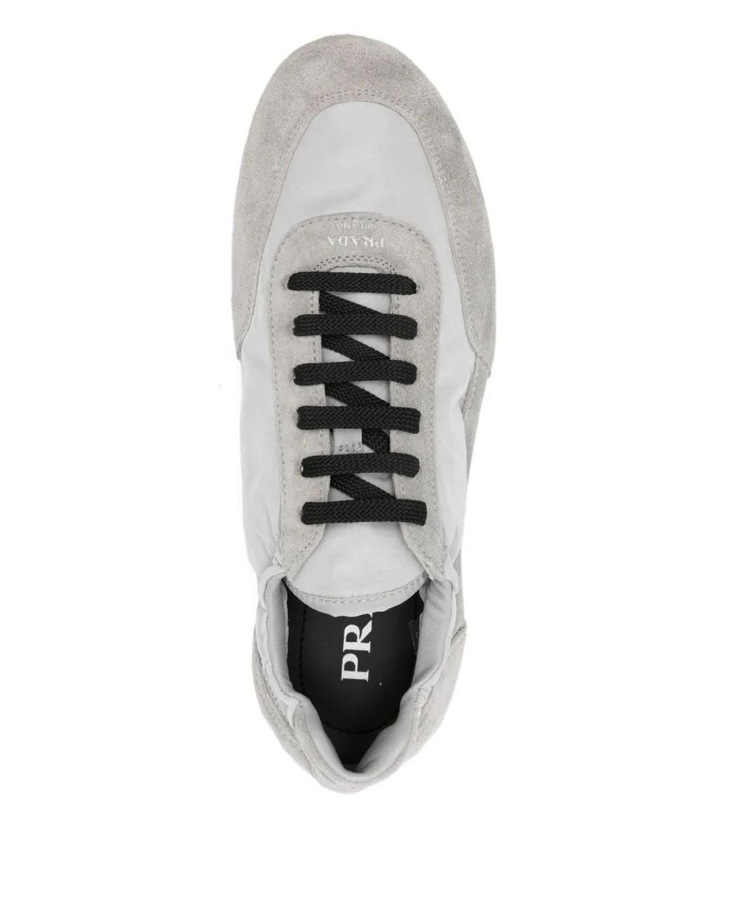 Prada White Collapse Re-Nylon And Suede Leather Sneakers