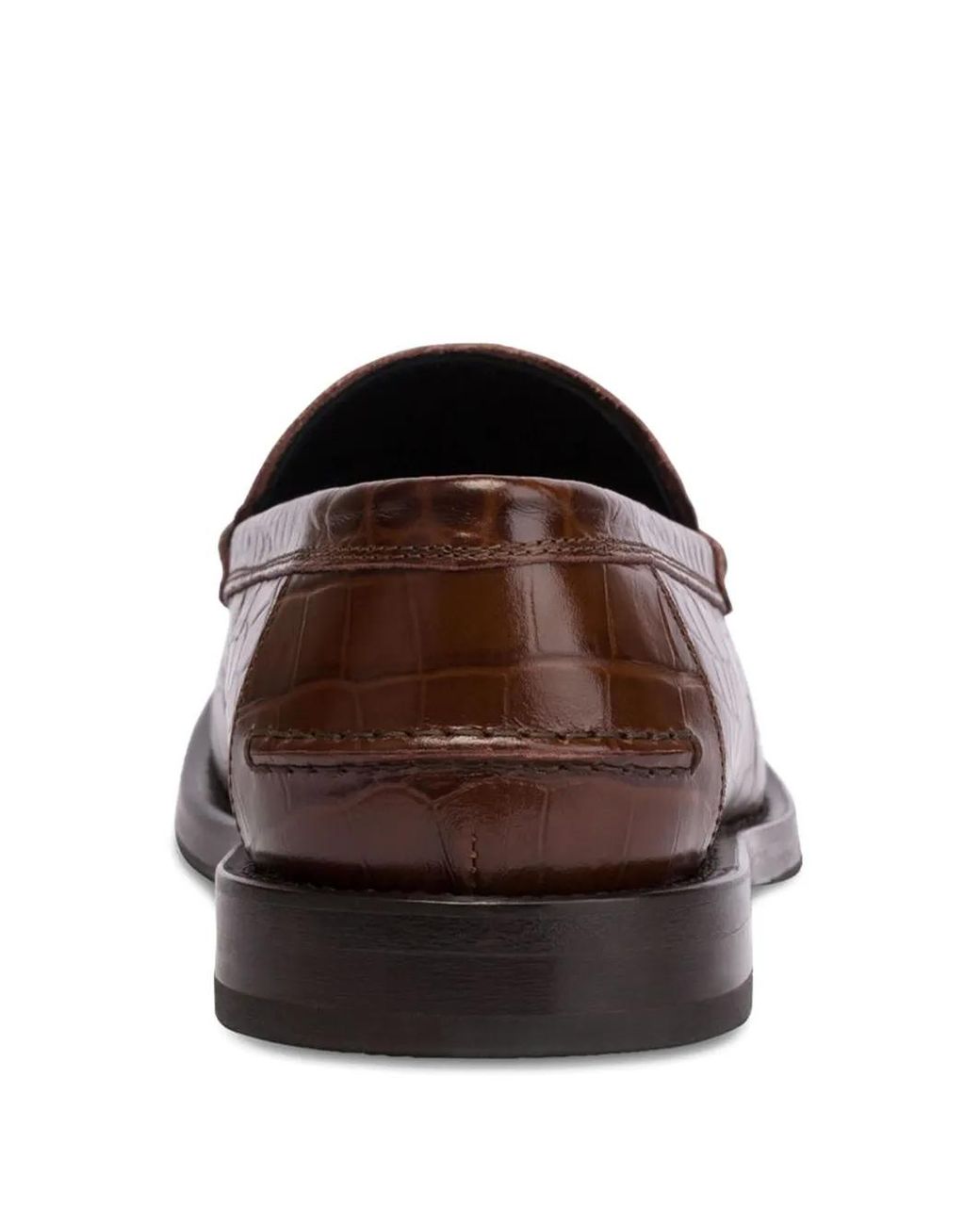 Moschino Brown Croc-Embossed Loafers
