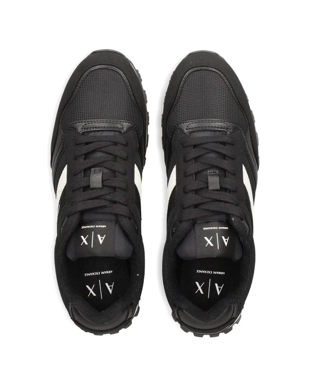 EA7 Black Stripe Panelled Sneakers for men