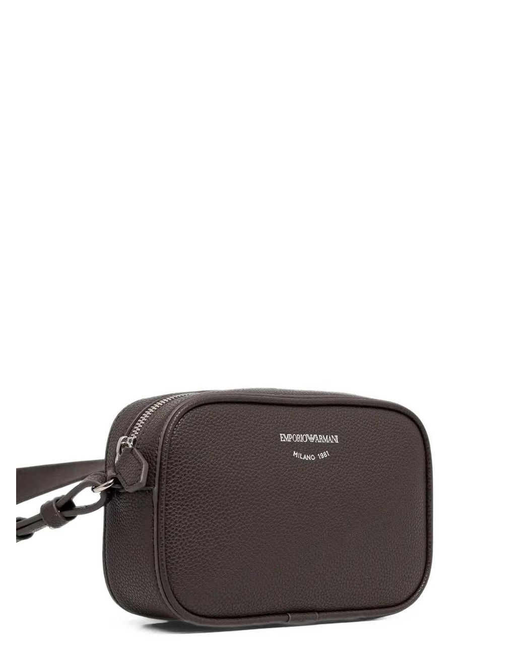 Emporio Armani Gray Deer-Print Camera Case With Shoulder Strap