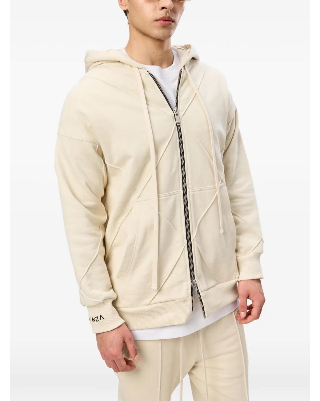 Hamza Natural Crudo V2 Panelled Hoodie for men