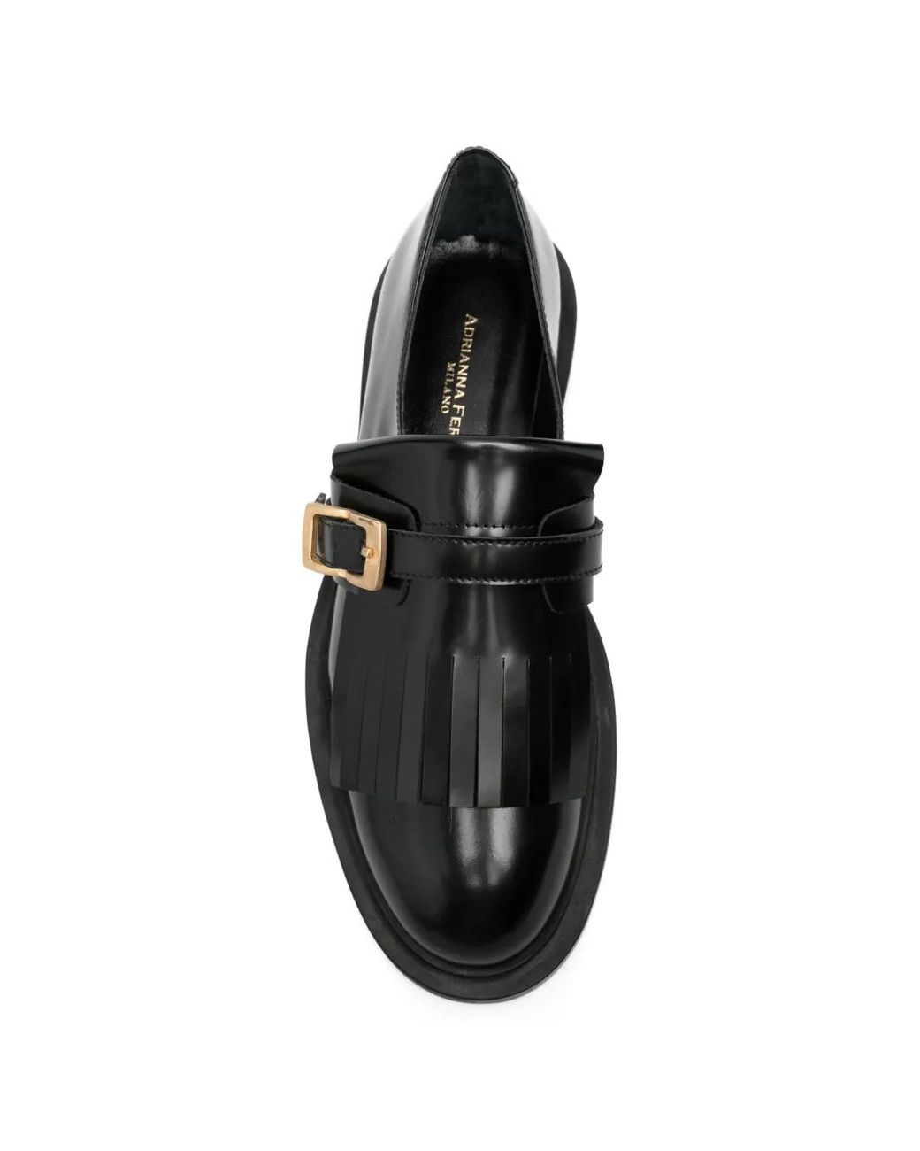 ADRIANNA FERETTI Black Fringed Buckle Shoes