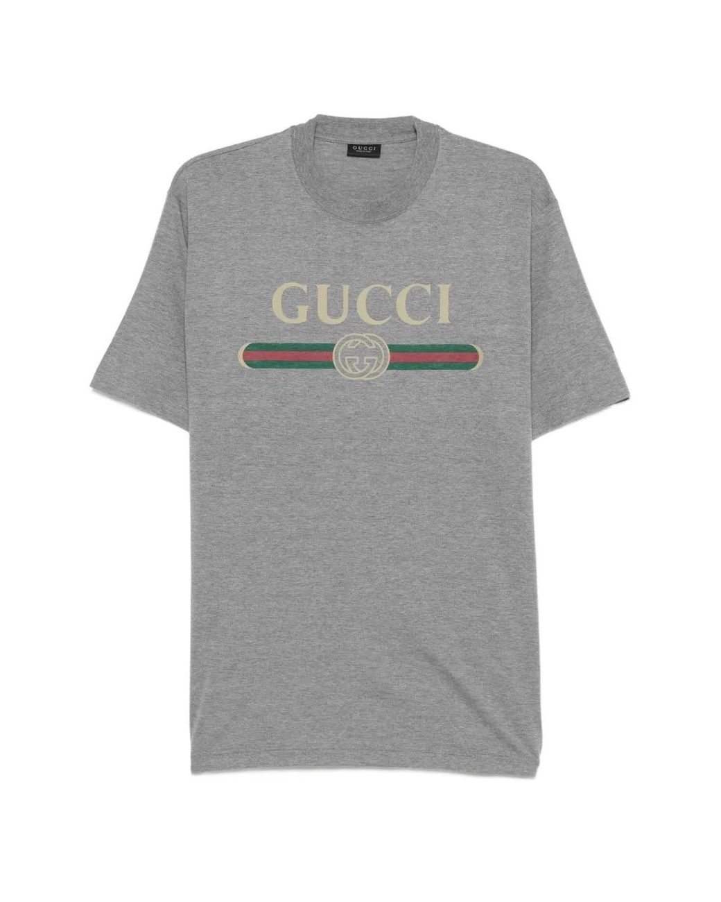 Gucci Gray Logo Cotton T-Shirt