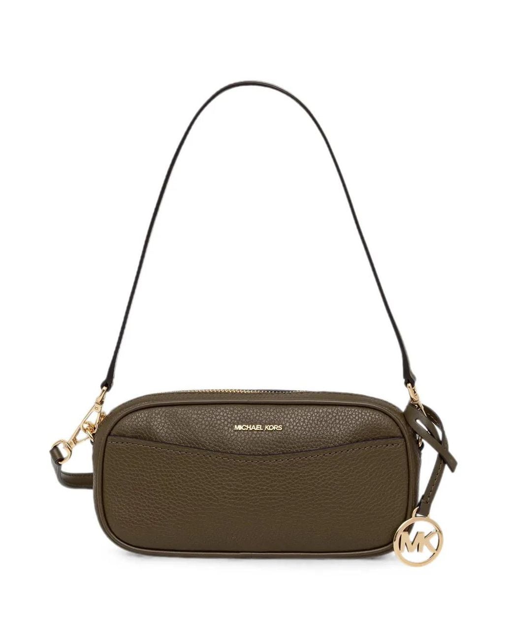 MICHAEL Michael Kors Gray Logo-Charm Pebbled Shoulder Bag