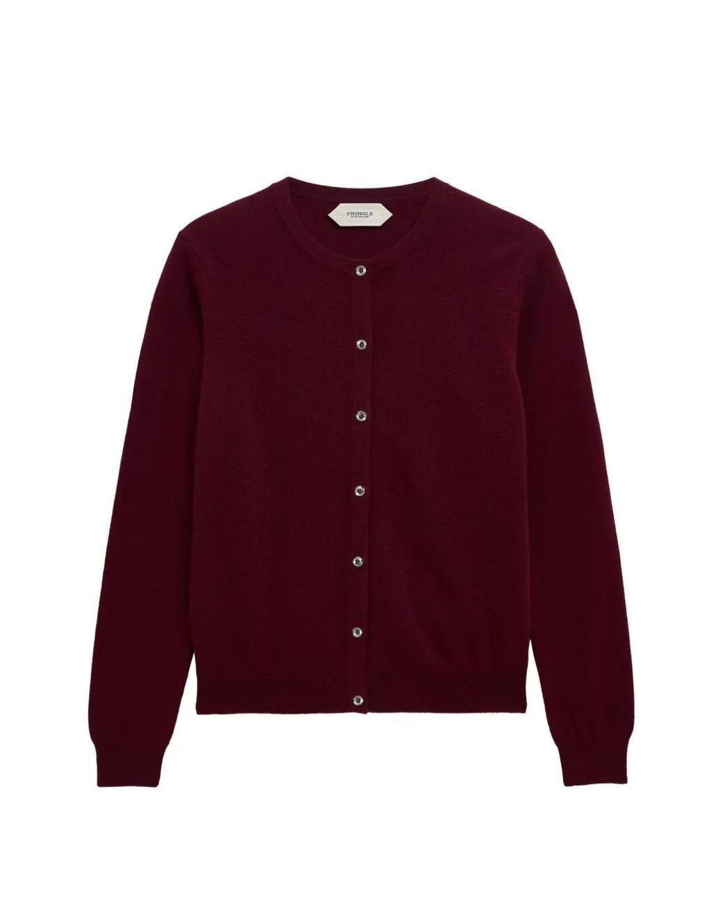 Pringle of Scotland Red Crew-Neck Cashmere Cardigan