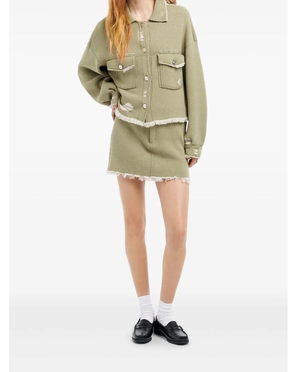 Barrie Green Denim Fringed Jacket