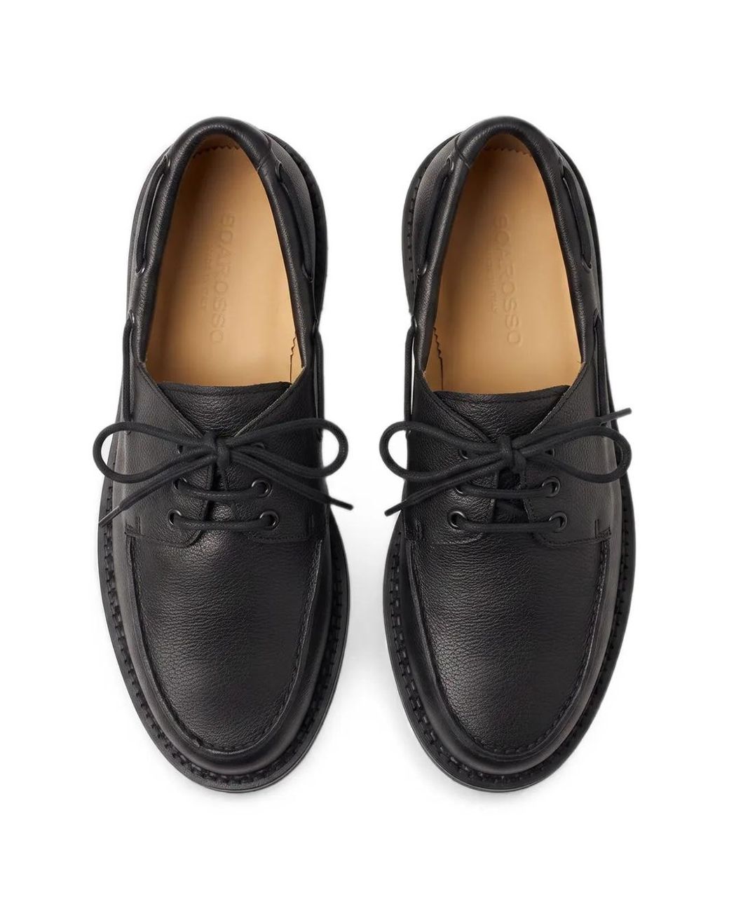 Scarosso Black Arthur Leather Boat Shoes for men
