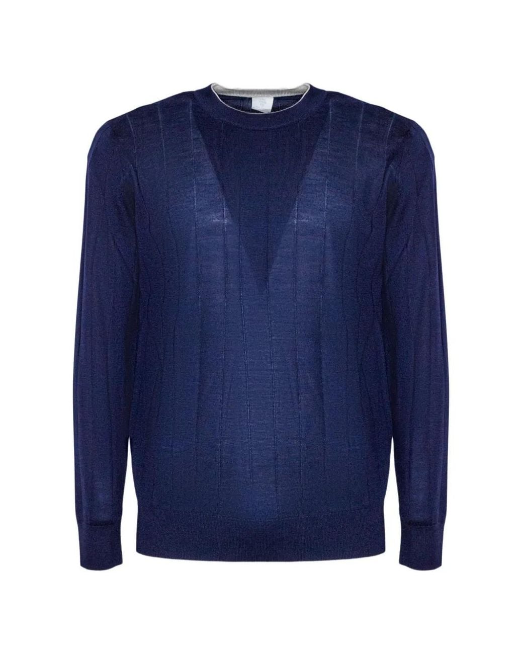 Eleventy Blue Ribbed-Knit Sweater for men