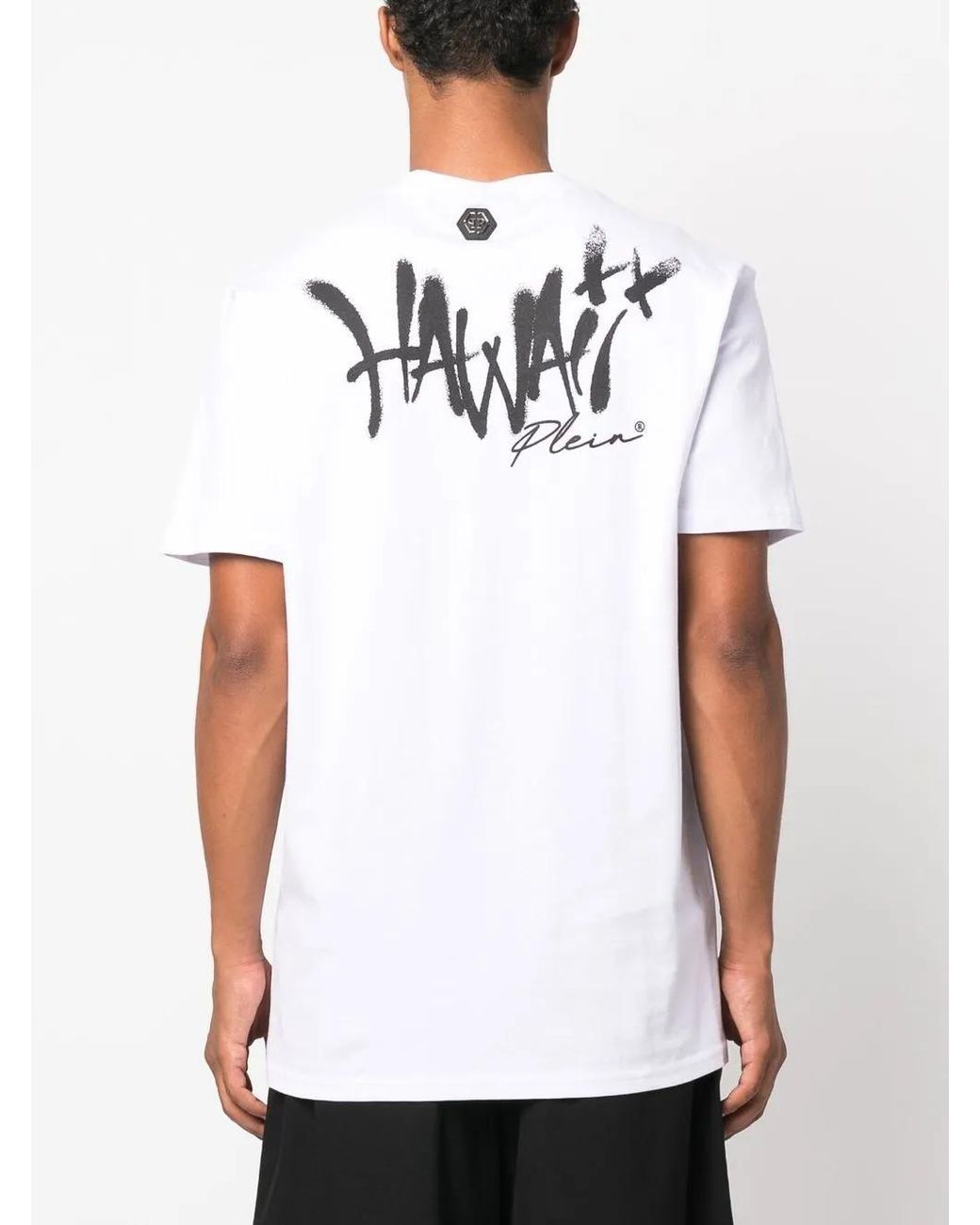 Philipp Plein White Graphic-Print Crystal-Embellished T-Shirt for men