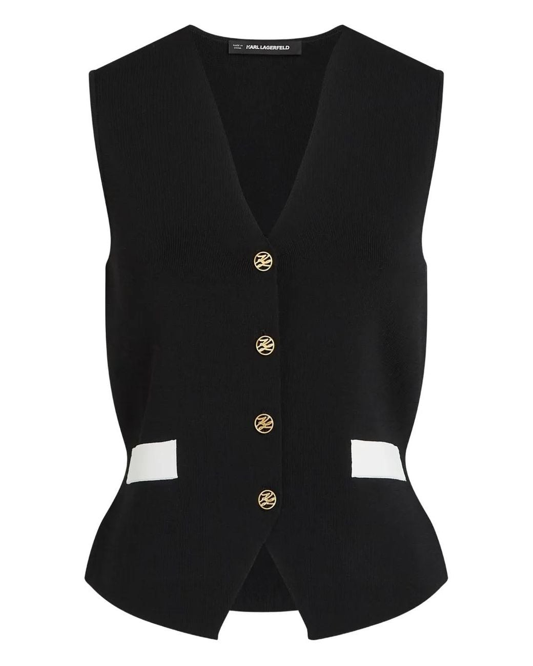 Karl Lagerfeld Black V-Neck Vest
