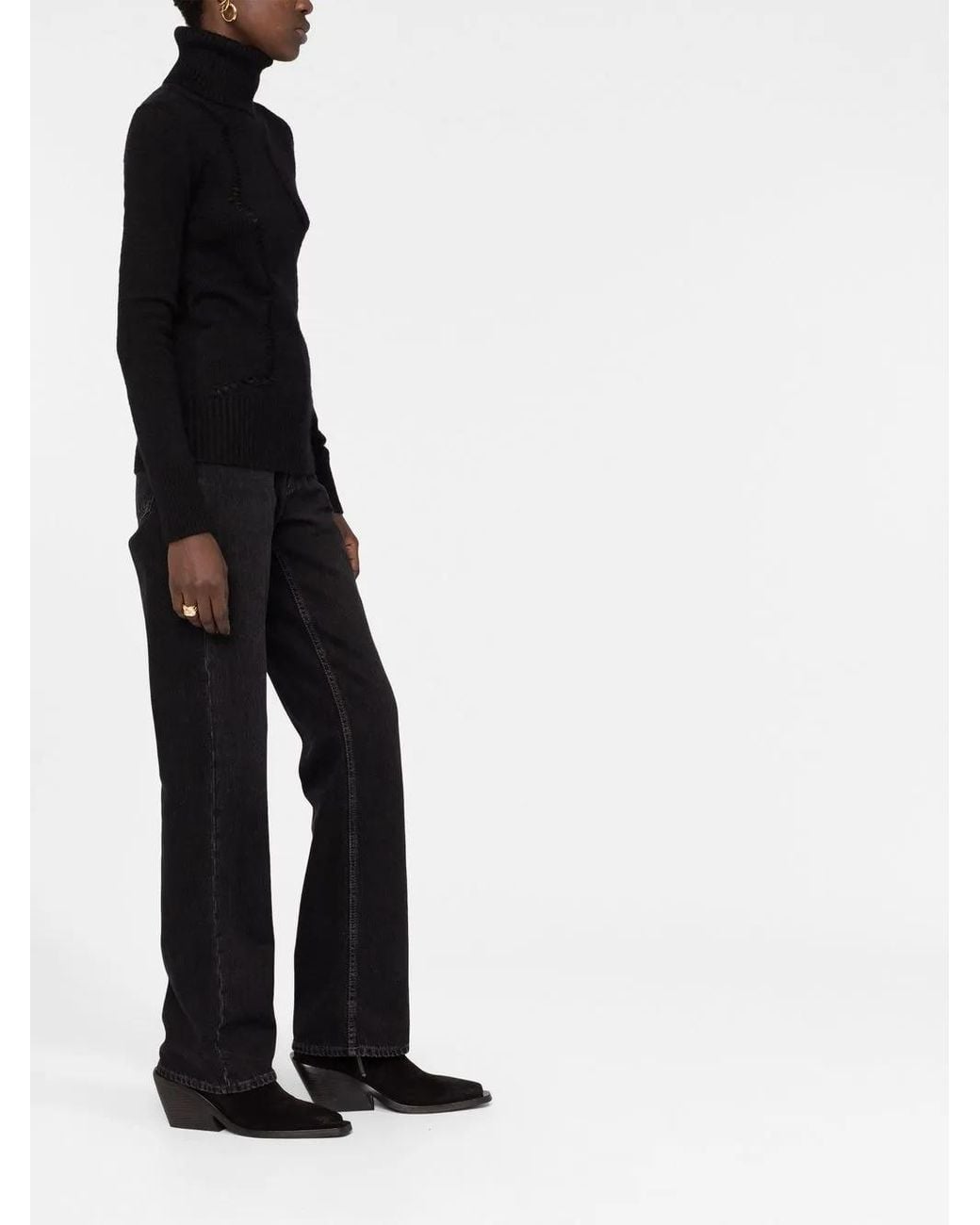 Saint Laurent Black Cut-Out Roll-Neck Jumper