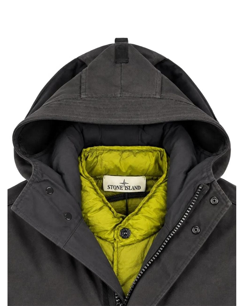 Stone Island Gray Logo-Patch Hooded Parka for men