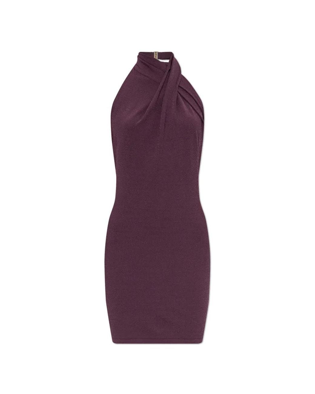 Balmain Purple Flowing Jersey Open-Back Dress