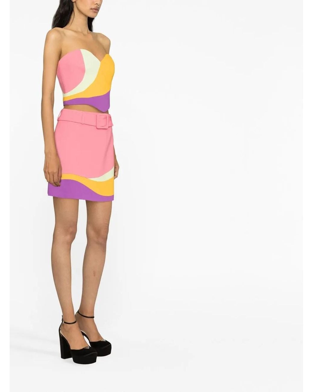 Moschino Purple Color Block Bustier Top